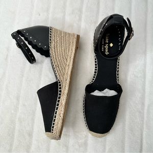 Kate Spade 💥 NEW Paloma black closed toe, ankle strap espadrille wedges sz 8